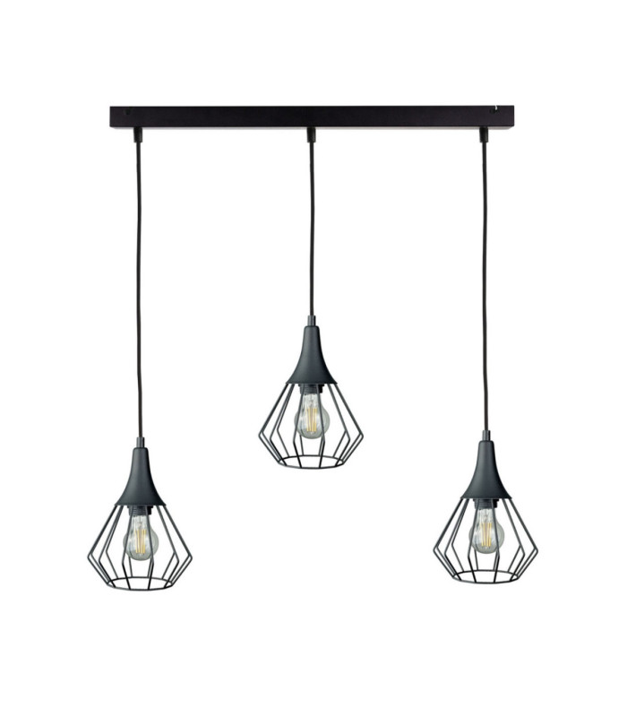Selene Wire Frame Pendant Ceiling Light Black 3x E27-1