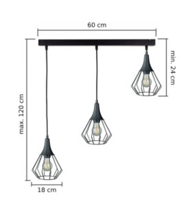 Selene Wire Frame Pendant Ceiling Light Black 3x E27-2