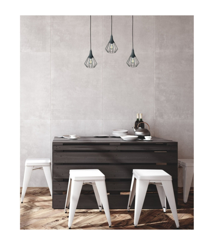 Selene Wire Frame Pendant Ceiling Light Black 3x E27-3