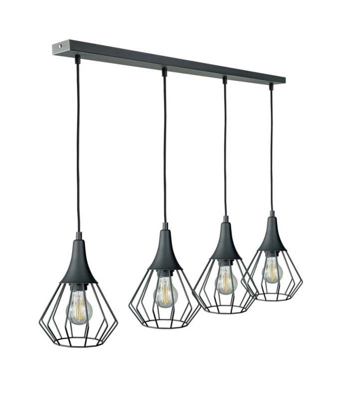 Selene Bar Pendant Ceiling Light Black 4x E27-1