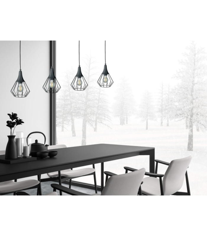 Selene Bar Pendant Ceiling Light Black 4x E27-3