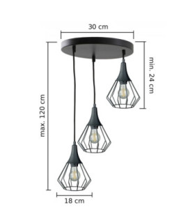 Selene Cluster Pendant Ceiling Light Black 3x E27-2