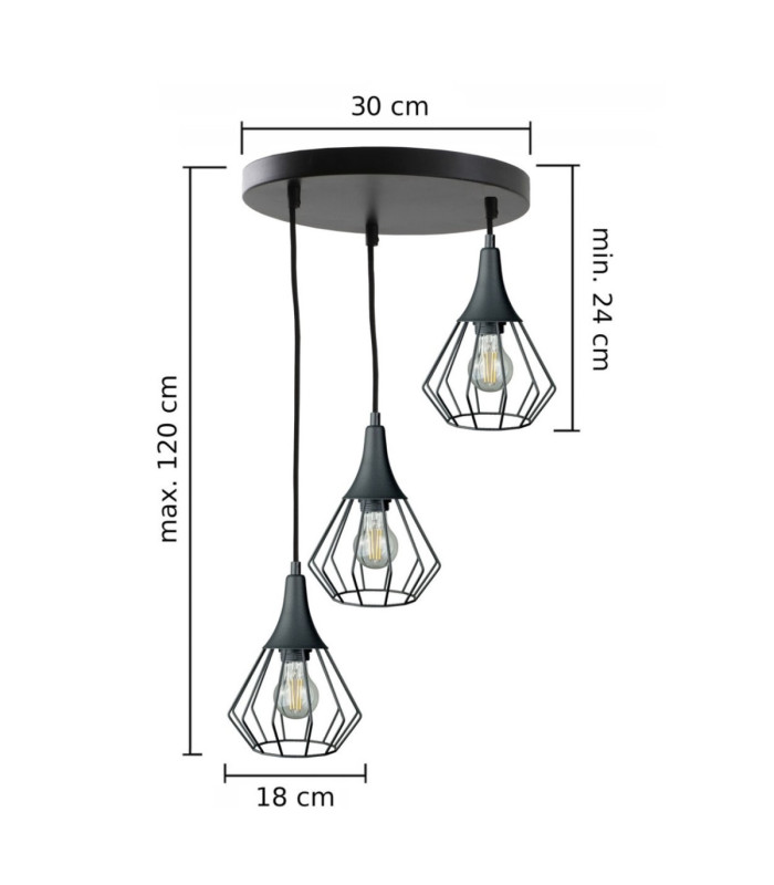 Selene Cluster Pendant Ceiling Light Black 3x E27-2