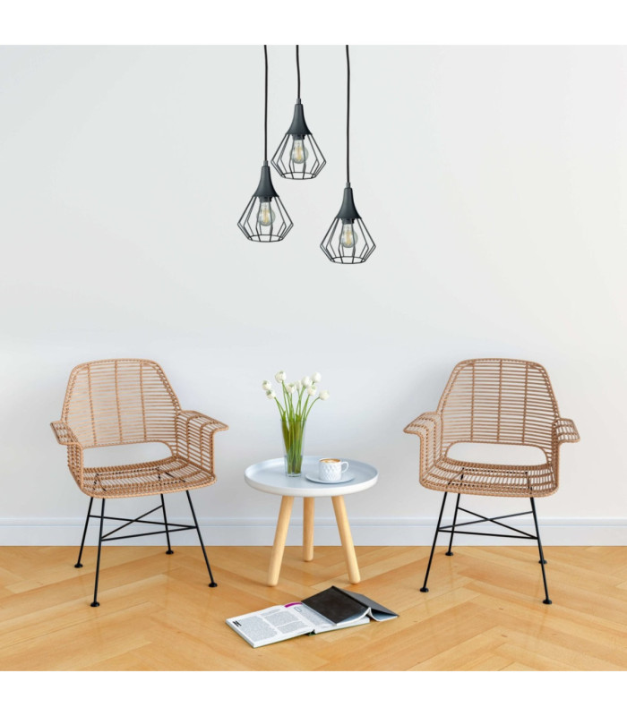 Selene Cluster Pendant Ceiling Light Black 3x E27-3