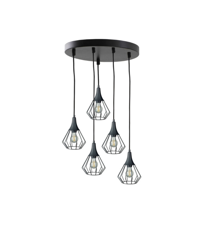 Selene Cluster Pendant Ceiling Light Black 5x E27-1