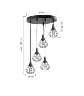 Selene Cluster Pendant Ceiling Light Black 5x E27-2