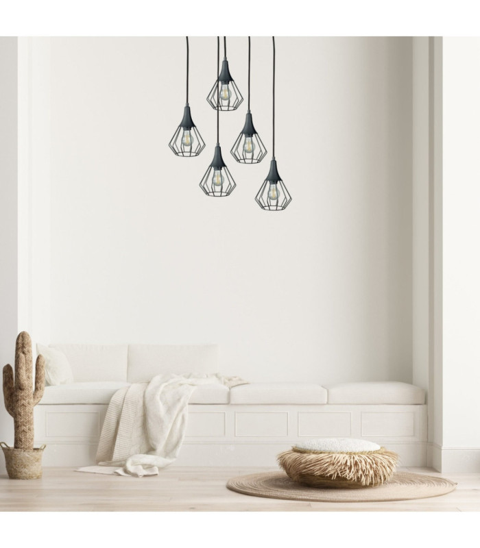 Selene Cluster Pendant Ceiling Light Black 5x E27-3