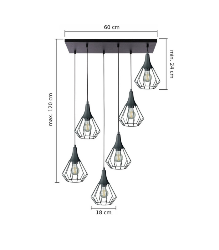 Selene Cluster Pendant Ceiling Light Black 6x E27-2