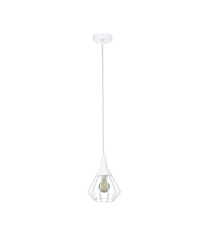 Selene Wire Frame Pendant Ceiling Light White 1x E27-1
