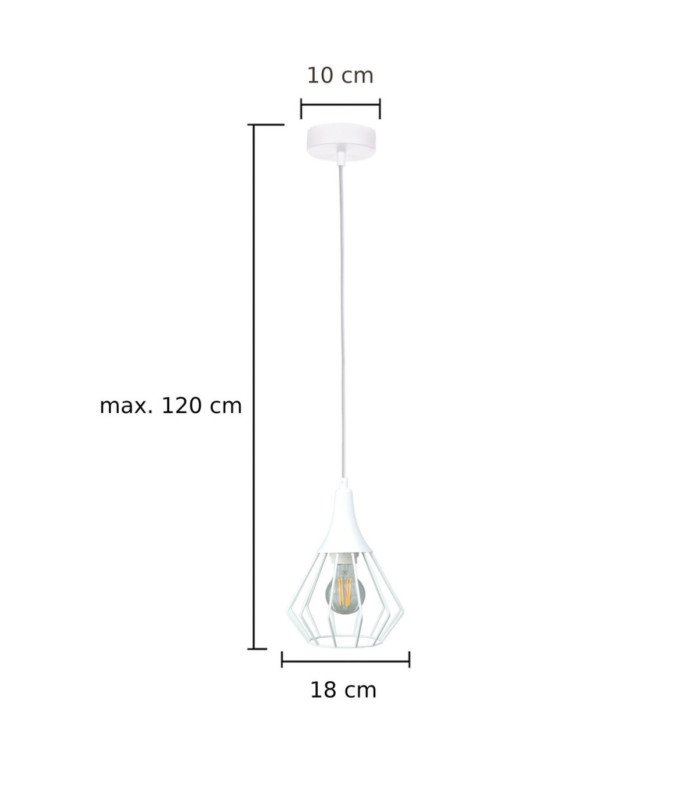 Selene Wire Frame Pendant Ceiling Light White 1x E27-2