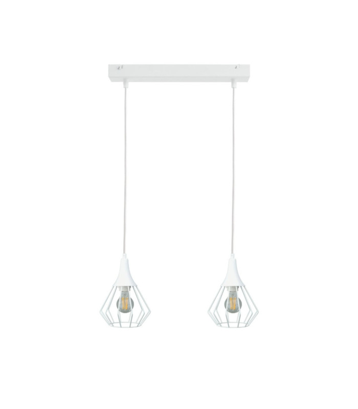 Selene Wire Frame Pendant Ceiling Light White 2x E27-1