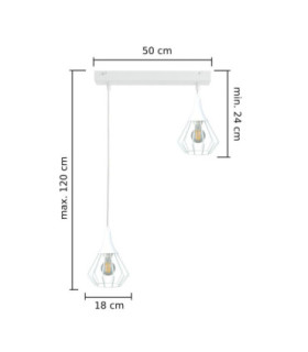Selene Wire Frame Pendant Ceiling Light White 2x E27-2