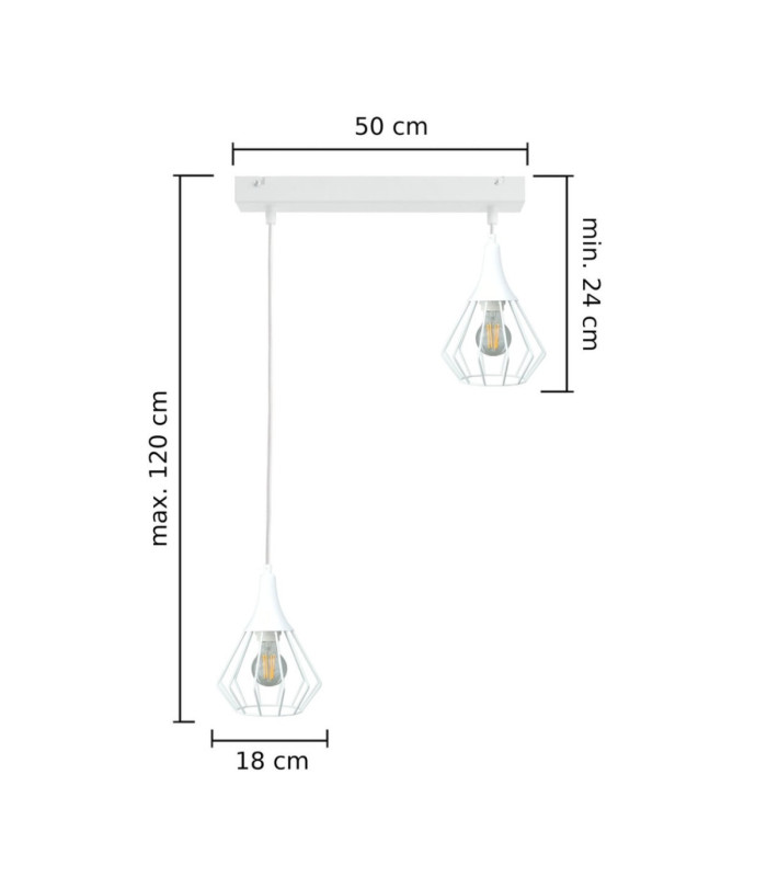 Selene Wire Frame Pendant Ceiling Light White 2x E27-2