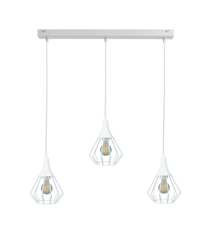 Selene Wire Frame Pendant Ceiling Light White 3x E27-1