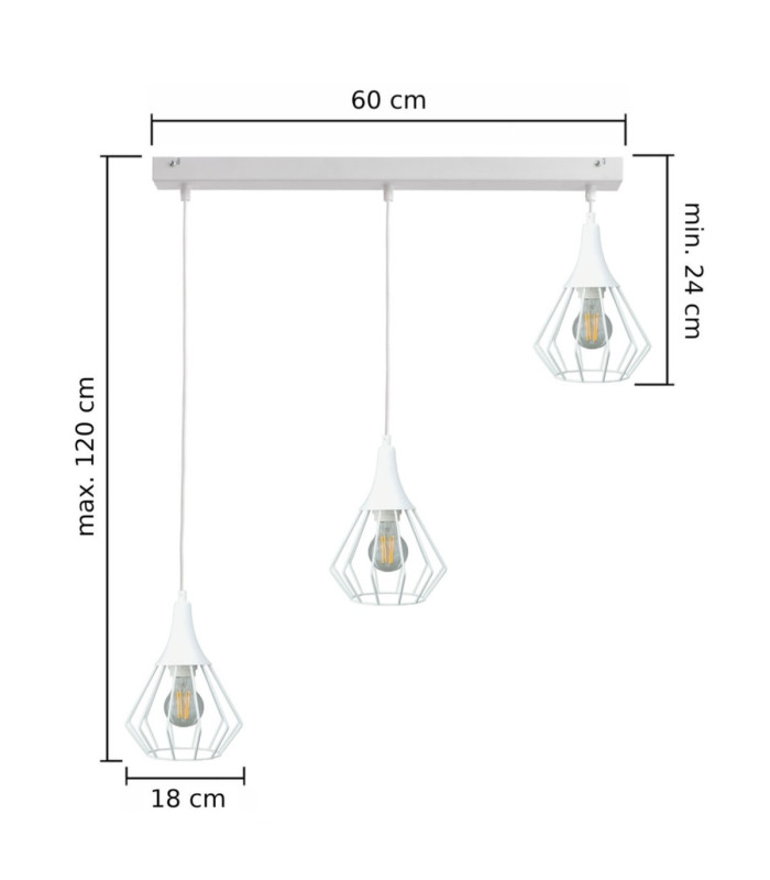 Selene Wire Frame Pendant Ceiling Light White 3x E27-2