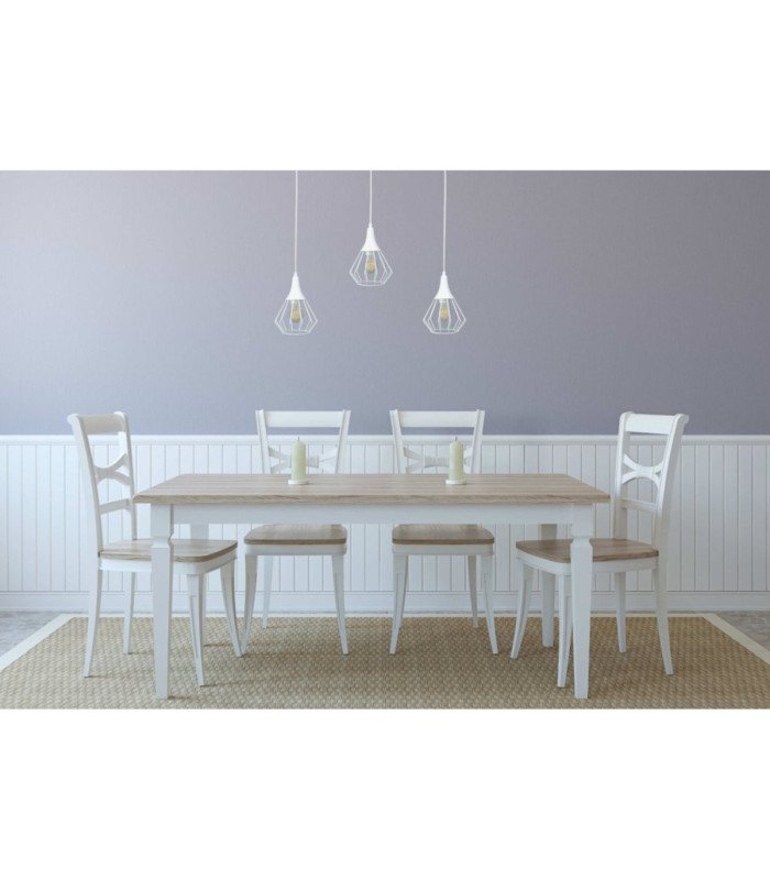 Selene Wire Frame Pendant Ceiling Light White 3x E27-3