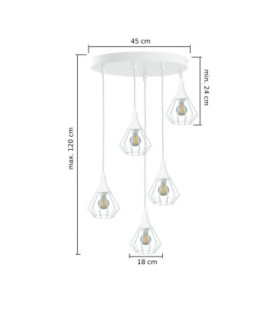 Selene Cluster Pendant Ceiling Light White 5x E27-2