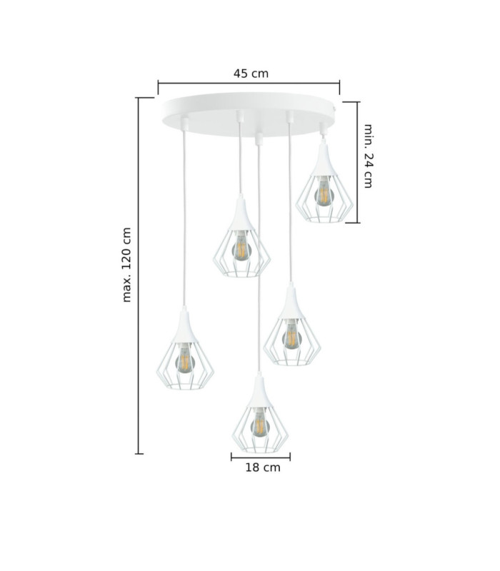 Selene Cluster Pendant Ceiling Light White 5x E27-2