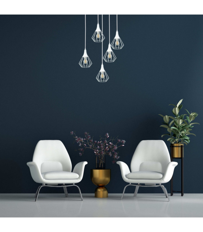 Selene Cluster Pendant Ceiling Light White 5x E27-3