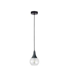 Lacrima Slim Pendant Ceiling Light Black Transparent Glass Shade 1x E27-1
