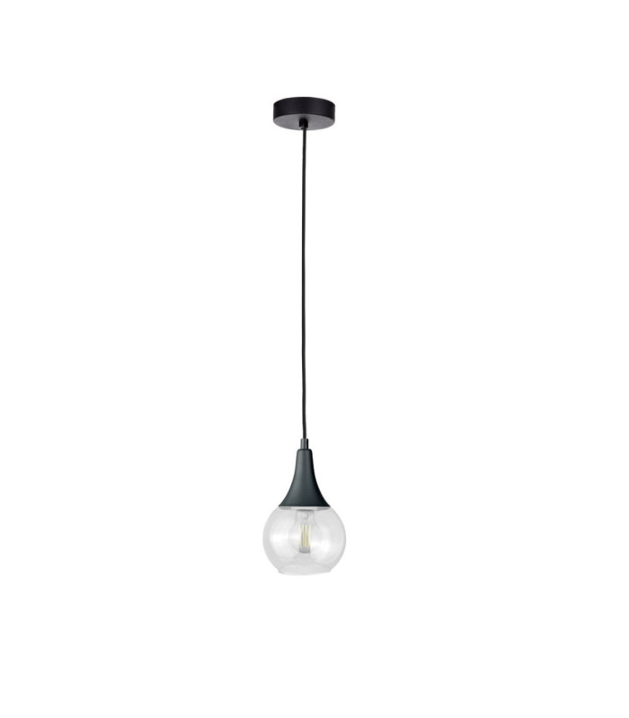 Lacrima Slim Pendant Ceiling Light Black Transparent Glass Shade 1x E27-1