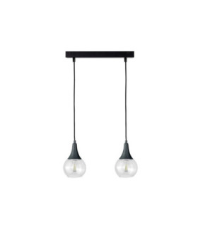 Lacrima Bar Pendant Ceiling Light Black Transparent Glass Shade 2x E27-1
