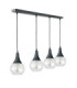 Lacrima Bar Pendant Ceiling Light Black Transparent Glass Shade 4x E27-1