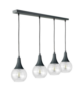 Lacrima Bar Pendant Ceiling Light Black Transparent Glass Shade 4x E27-1