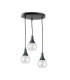 Lacrima Cluster Pendant Ceiling Light Black Transparent Glass Shade 3x E27-1