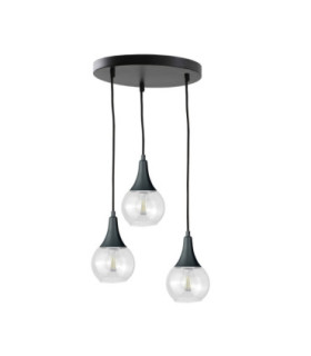 Lacrima Cluster Pendant Ceiling Light Black Transparent Glass Shade 3x E27-1