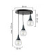 Lacrima Cluster Pendant Ceiling Light Black Transparent Glass Shade 3x E27-2