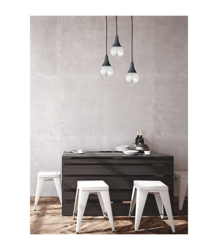 Lacrima Cluster Pendant Ceiling Light Black Transparent Glass Shade 3x E27-3