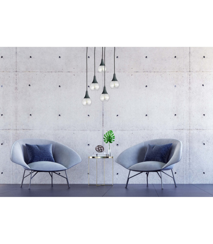 Lacrima Cluster Pendant Ceiling Light Black Transparent Glass Shade 5x E27-3