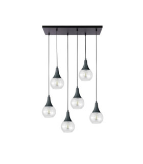 Lacrima Cluster Pendant Ceiling Light Black Transparent Glass Shade 6x E27-1
