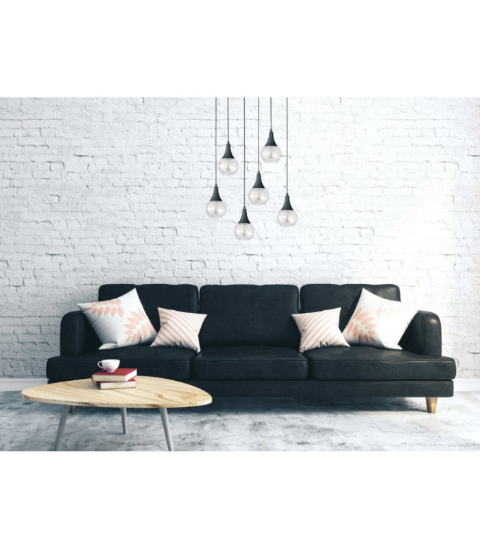 Lacrima Cluster Pendant Ceiling Light Black Transparent Glass Shade 6x E27-3
