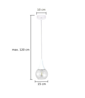 Lacrima Slim Pendant Ceiling Light White Transparent Glass Shade 1x E27-2