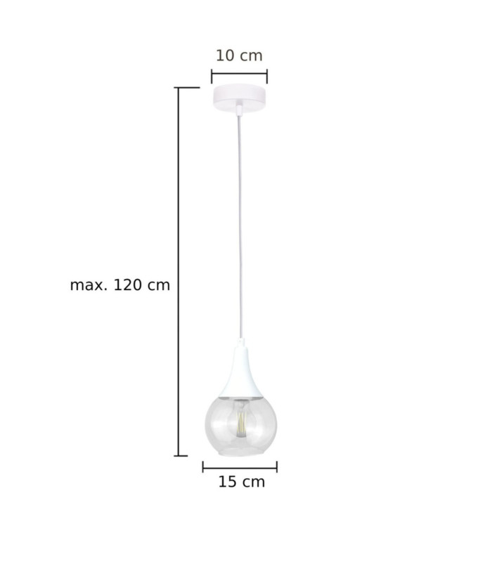 Lacrima Slim Pendant Ceiling Light White Transparent Glass Shade 1x E27-2