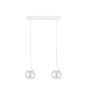 Lacrima Bar Pendant Ceiling Light White Transparent Glass Shade 2x E27-1