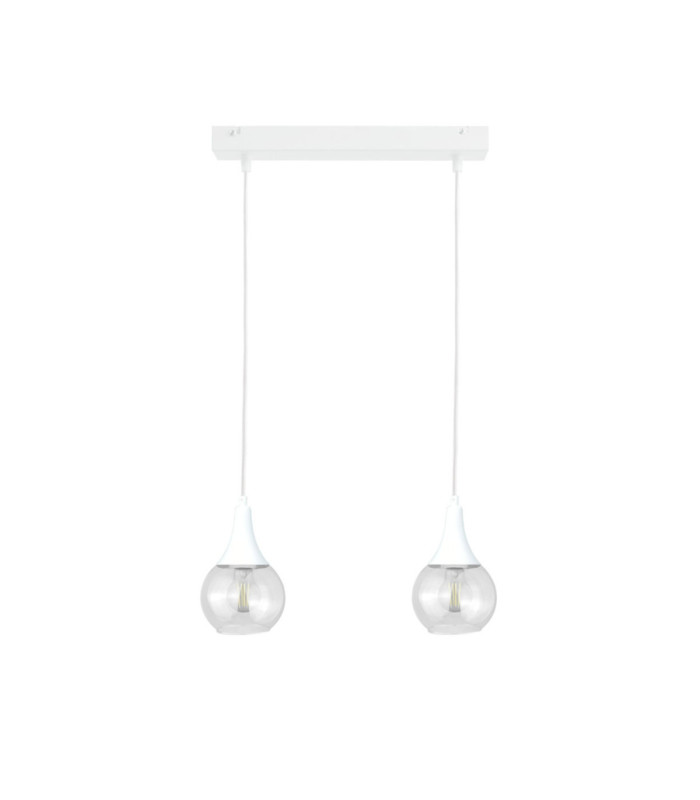 Lacrima Bar Pendant Ceiling Light White Transparent Glass Shade 2x E27-1