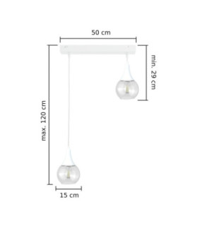 Lacrima Bar Pendant Ceiling Light White Transparent Glass Shade 2x E27-2