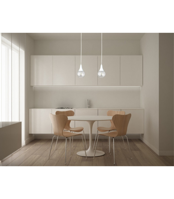 Lacrima Bar Pendant Ceiling Light White Transparent Glass Shade 2x E27-3