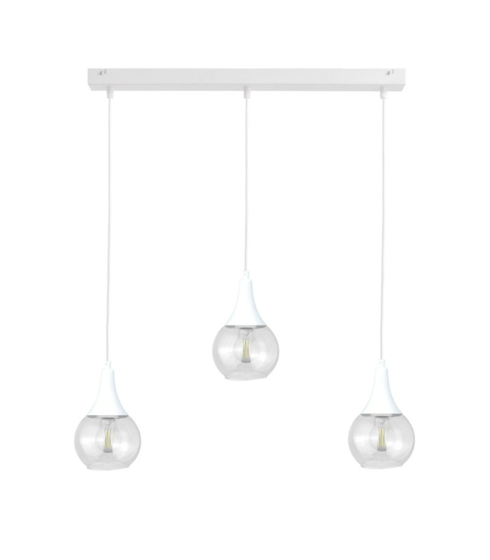Lacrima Bar Pendant Ceiling Light White Transparent Glass Shade 3x E27-1