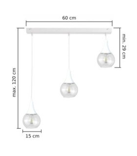 Lacrima Bar Pendant Ceiling Light White Transparent Glass Shade 3x E27-2