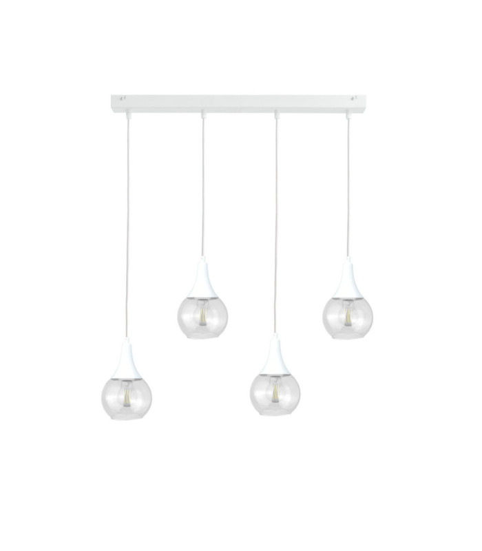 Lacrima Bar Pendant Ceiling Light White Transparent Glass Shade 4x E27-1