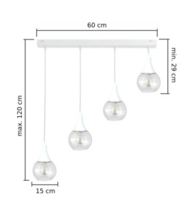 Lacrima Bar Pendant Ceiling Light White Transparent Glass Shade 4x E27-2