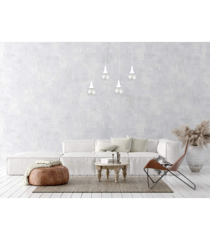 Lacrima Bar Pendant Ceiling Light White Transparent Glass Shade 4x E27-3