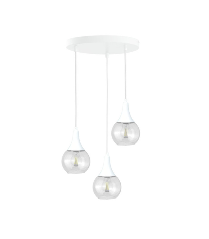Lacrima Cluster Pendant Ceiling Light White Transparent Glass Shade 3x E27-1