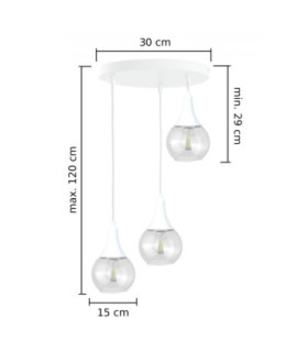 Lacrima Cluster Pendant Ceiling Light White Transparent Glass Shade 3x E27-2