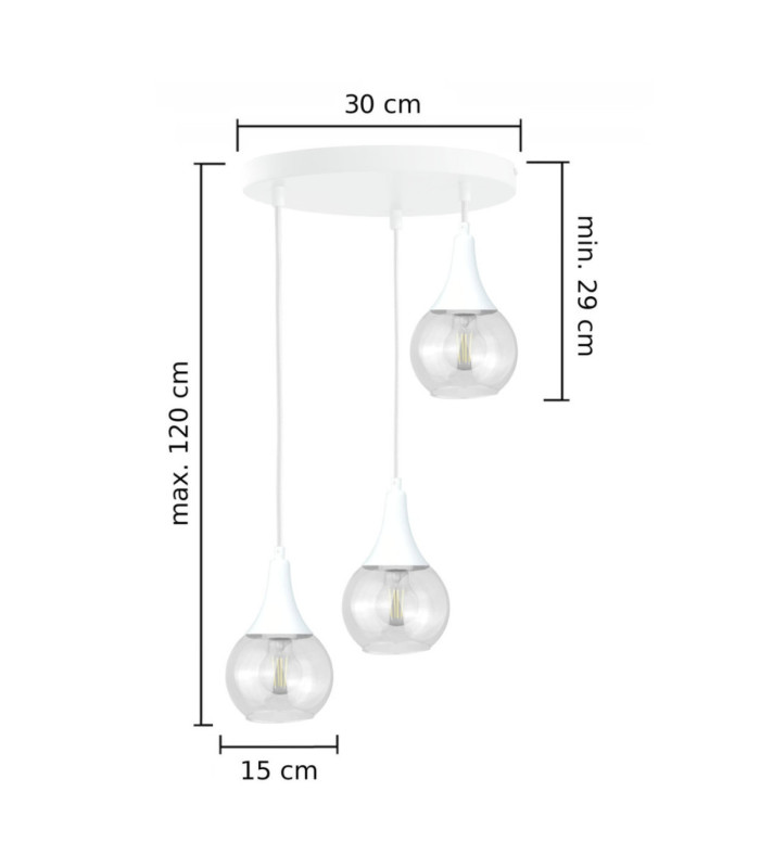 Lacrima Cluster Pendant Ceiling Light White Transparent Glass Shade 3x E27-2