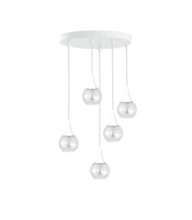 Lacrima Cluster Pendant Ceiling Light White Transparent Glass Shade 5x E27-1